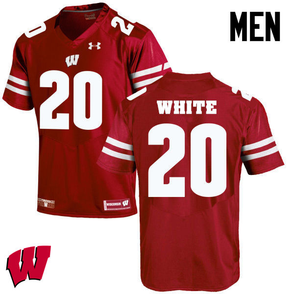 Wisconsin Badgers Men's #20 James White NCAA Under Armour Authentic Red College Stitched Football Jersey NW40M61AP